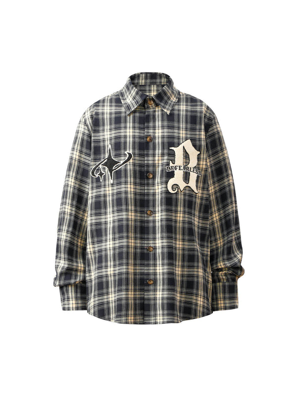 Fvshya Towel Embroidered Plaid Shirt