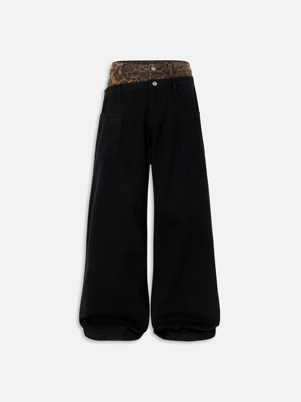 Fushya Leopard Print Faggy Baggy Jeans