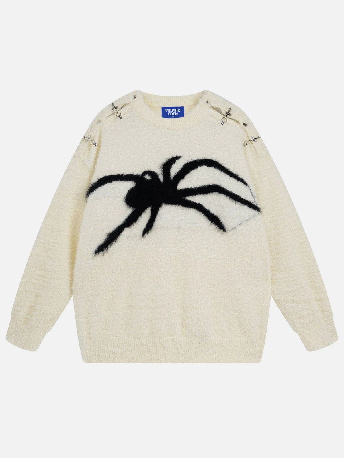 Fushya Metal Buckle Spider Jacquard Sweater