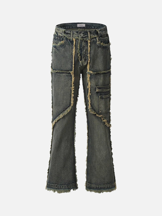 Fushya VZ8 Street Fringe Lines Vintage Washed Jeans