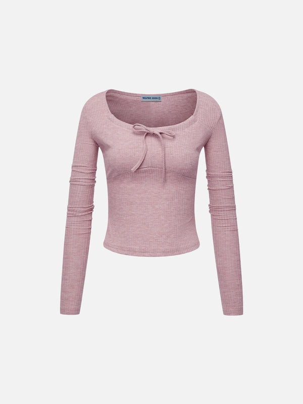 Fvshya Solid Ribbon Long Sleeve