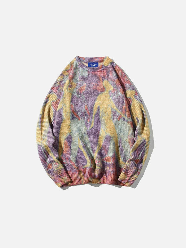 Fvshya Neon Color Block Knit Sweater