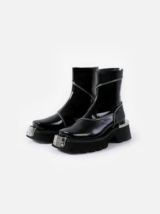 Fushya "Street Star" Steel Label Leather Boots