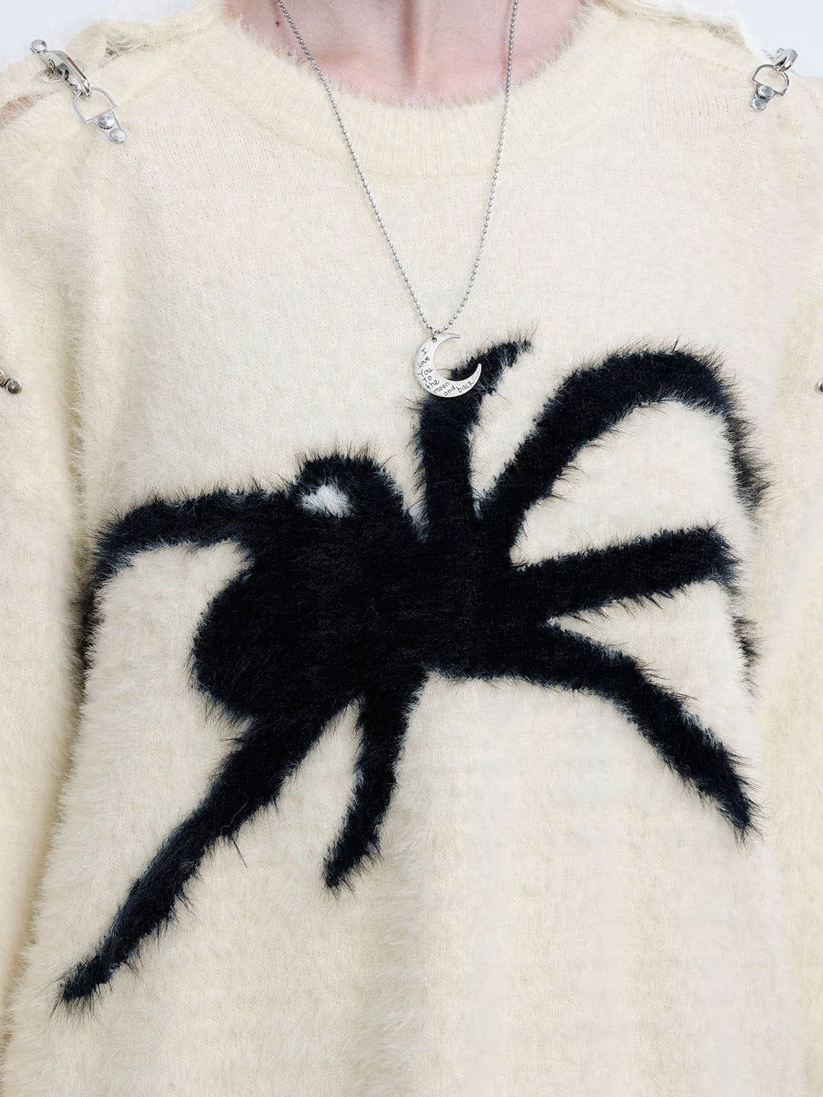 Fushya Metal Buckle Spider Jacquard Sweater
