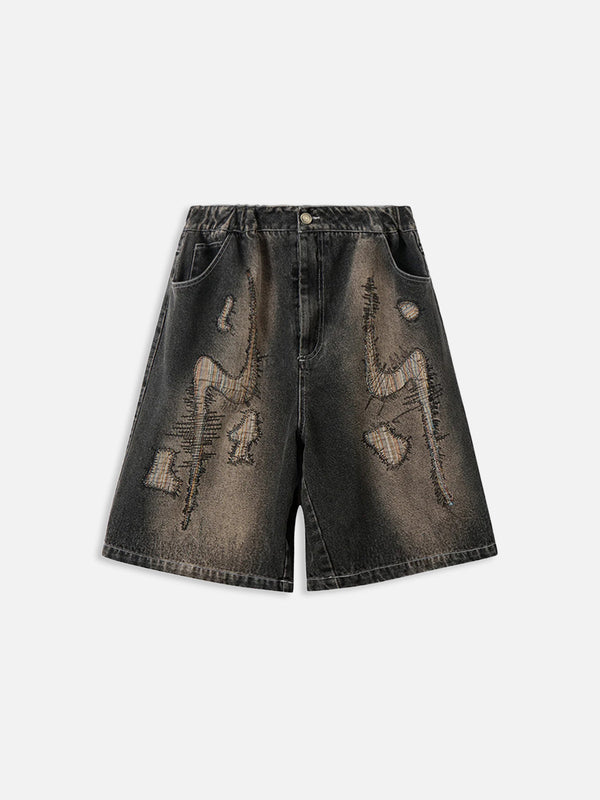 Fvshya Applique Embroidery Baggy Jorts
