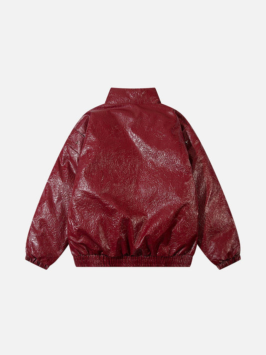 Fushya Glitter Street Retro Leather Coat