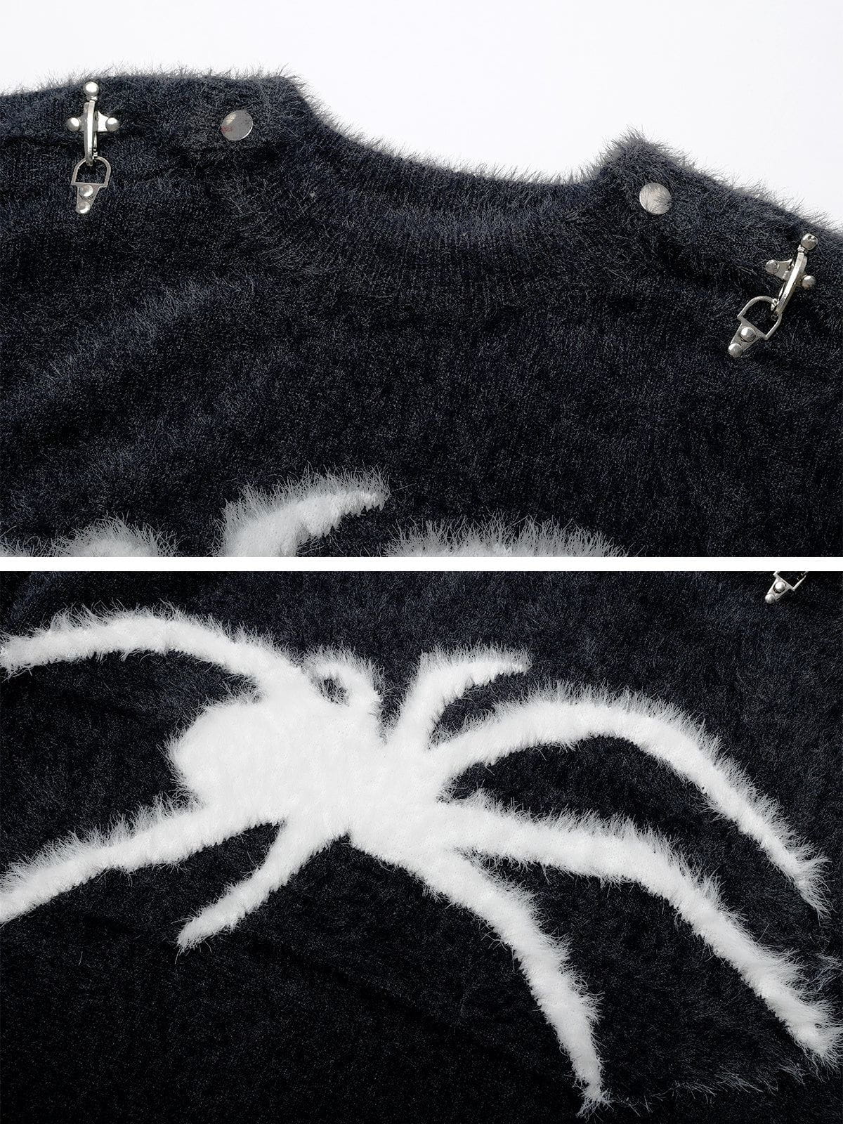 Fushya Metal Buckle Spider Jacquard Sweater