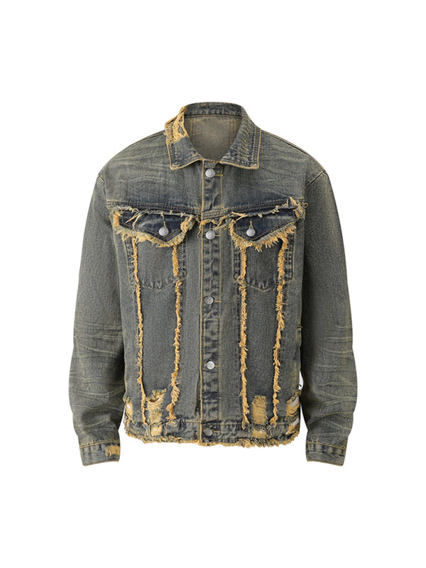 Fvshya Raw Edge Distressed Denim Jacket