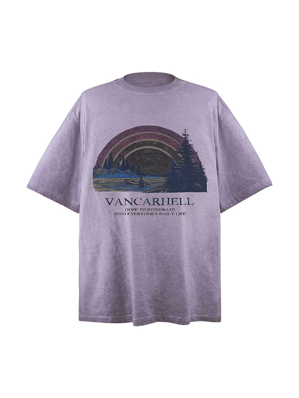 Rainbow Print Crew Neck T-Shirt