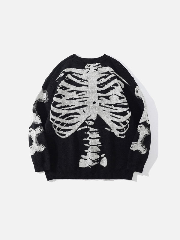 Fvshya Skeleton Pattern Knit Sweater
