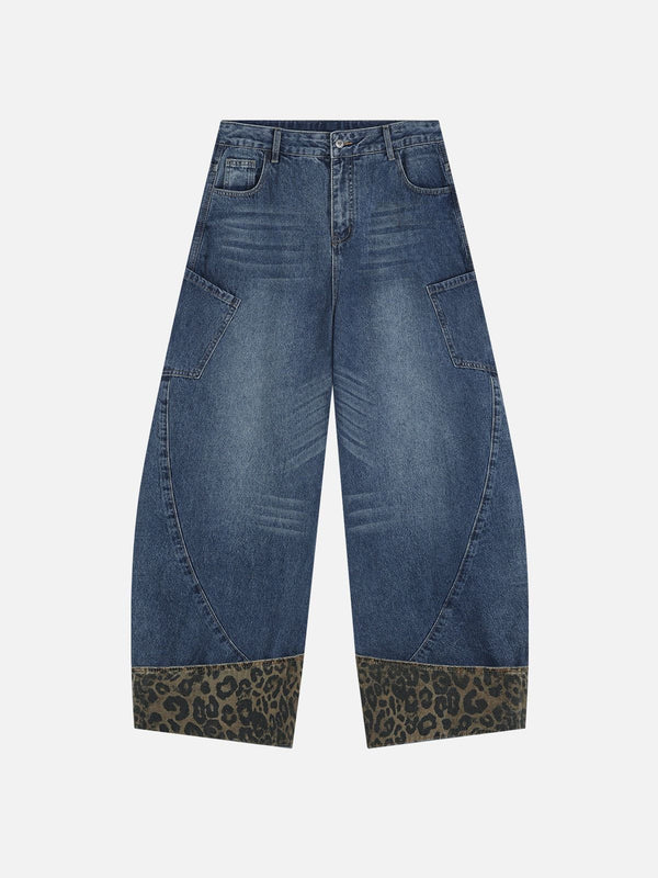 Fushya Leopard Cuffed Super Baggy Barrel Jeans