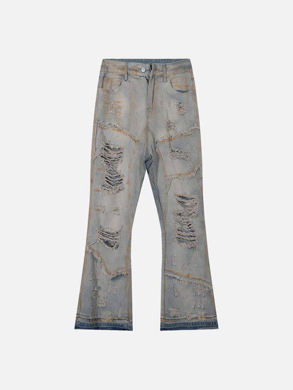 Fushya Mud Dyeing Distressed Bootcut Jeans