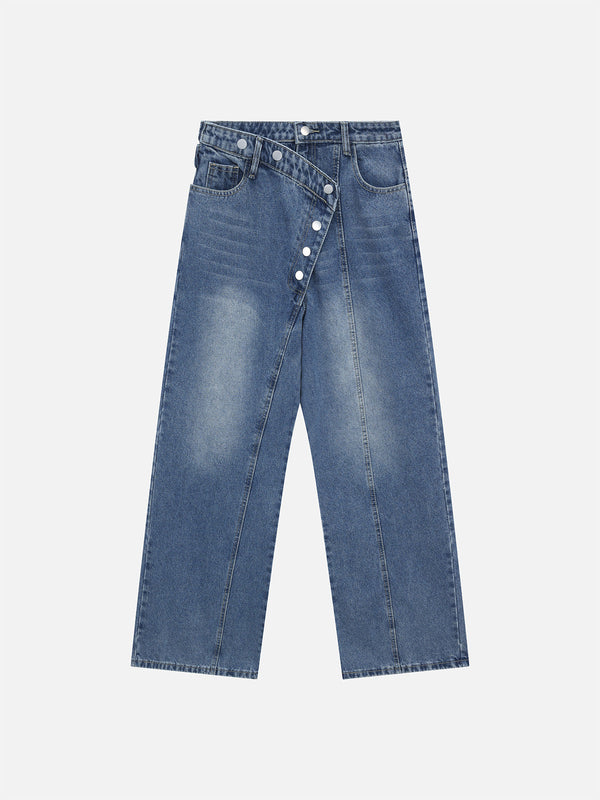 Fushya Irregular Button Washed Jeans