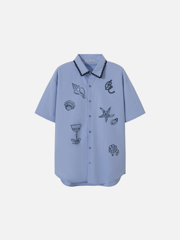 Fvshya Beach Print Short Sleeve Shirt