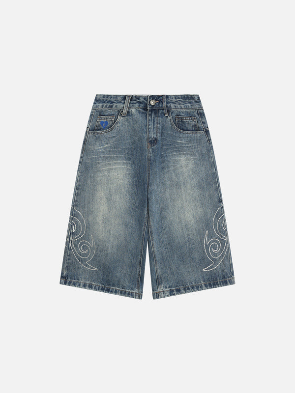 Fushya Hotfix Rhinestone Longline Jorts