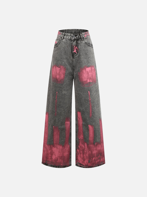 Fvshya Graffiti Distressed Washed Baggy Jeans