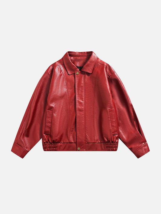 Fushya "80s" Vintage Red Leather Jacket