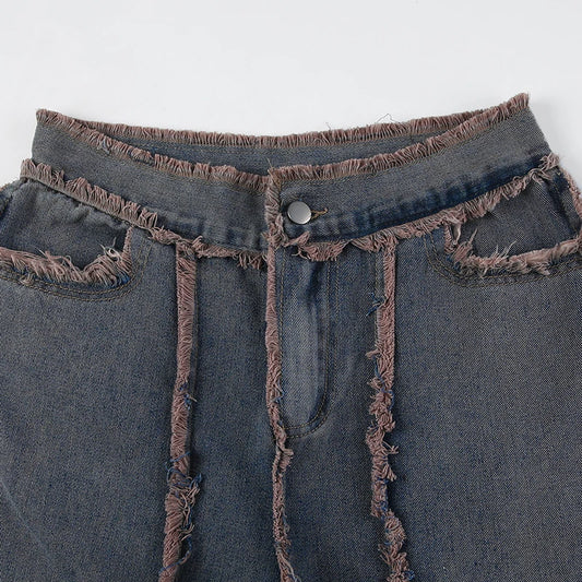 Fushya Casual Vintage Fringe Jeans