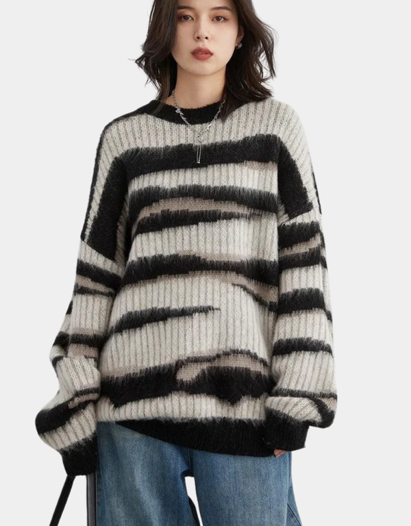 URBAN STRIDE ZEBRA KNIT SWEATER
