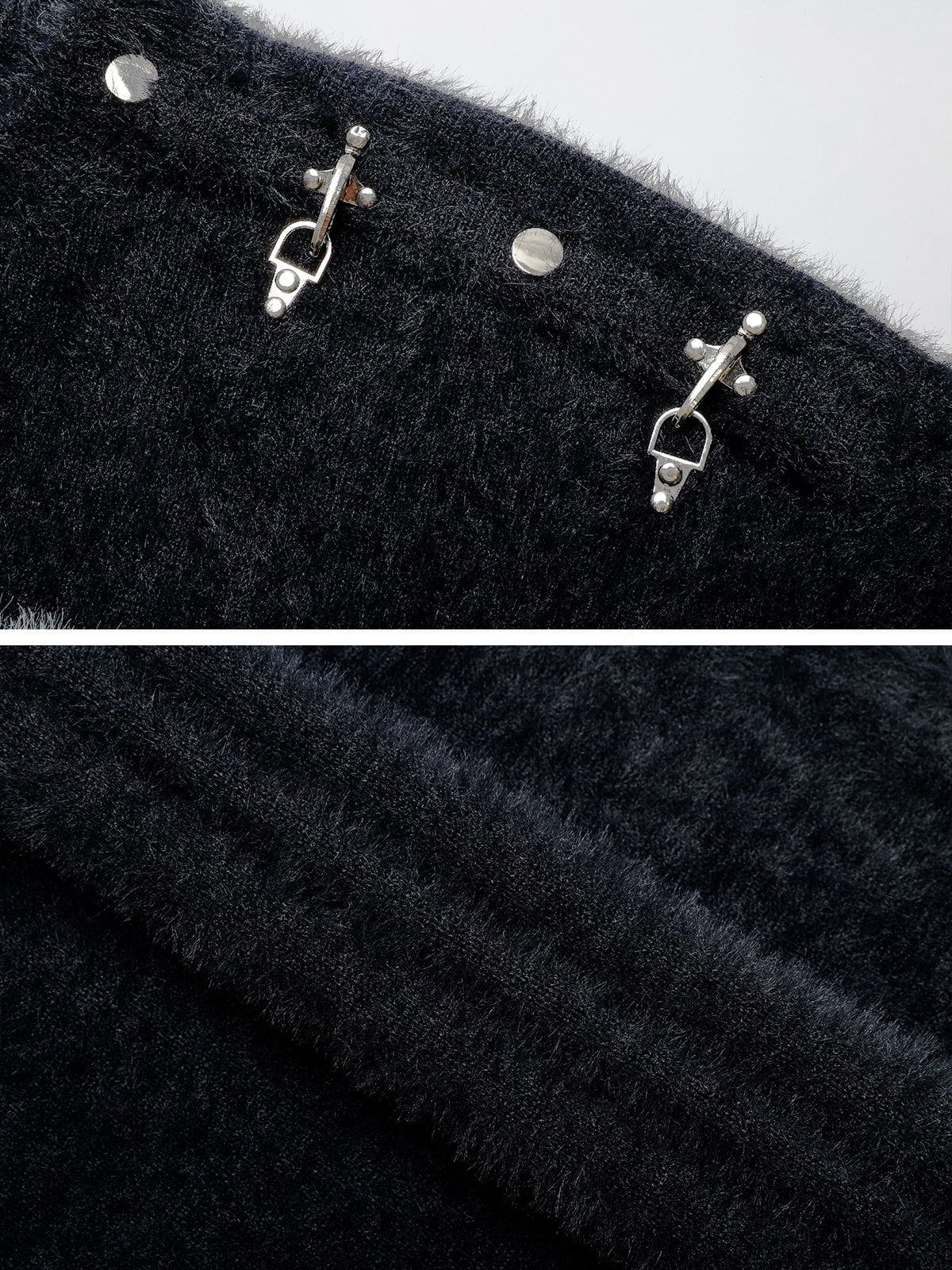 Fushya Metal Buckle Spider Jacquard Sweater