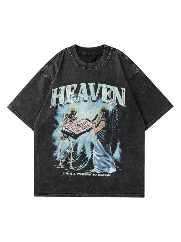 Fvshya Skull Vintage High Street Casual T-shirt - 1683