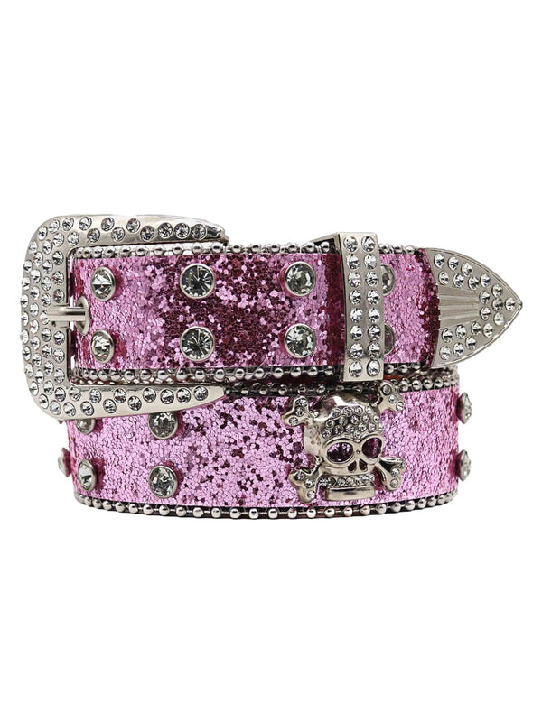 Fvshya Rhinestone Skull Belt - 1668
