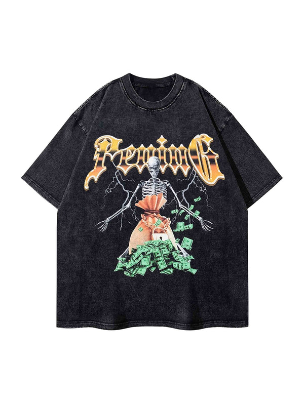 Fvshya Hip Hop Skull Print T-shirt