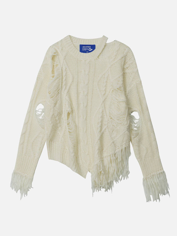 Distressed Fringe Sweater