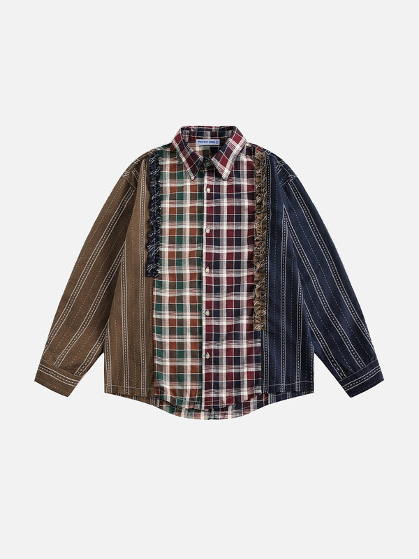 Fushya Multi Color Patchwork Long Sleeve Shirt