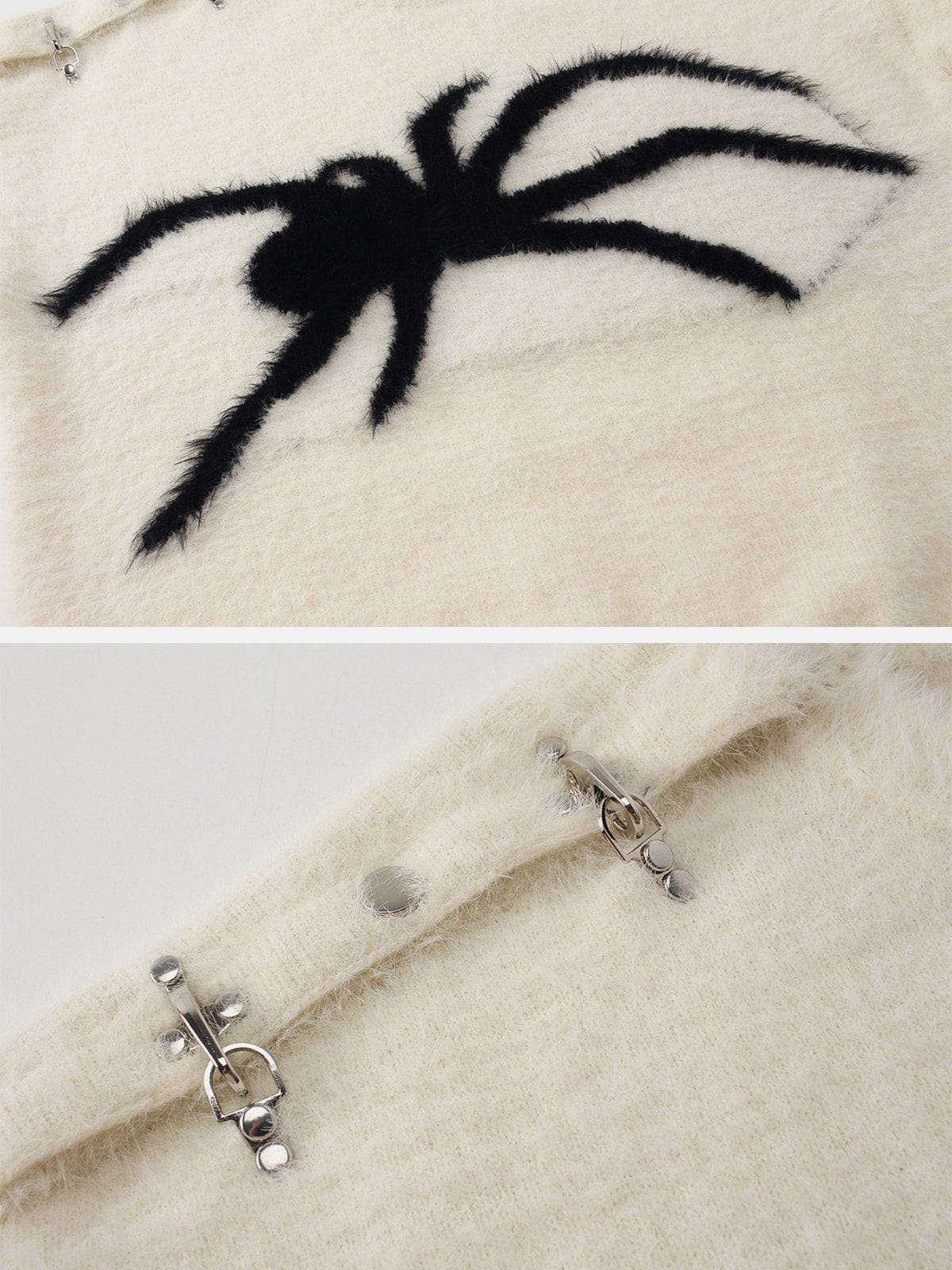 Fushya Metal Buckle Spider Jacquard Sweater