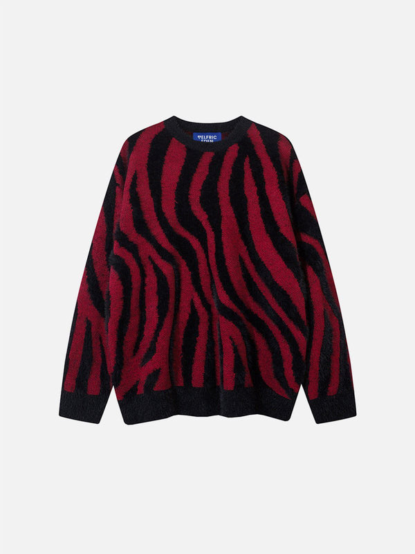 Fvshya Zebra Pattern Oversized Sweater