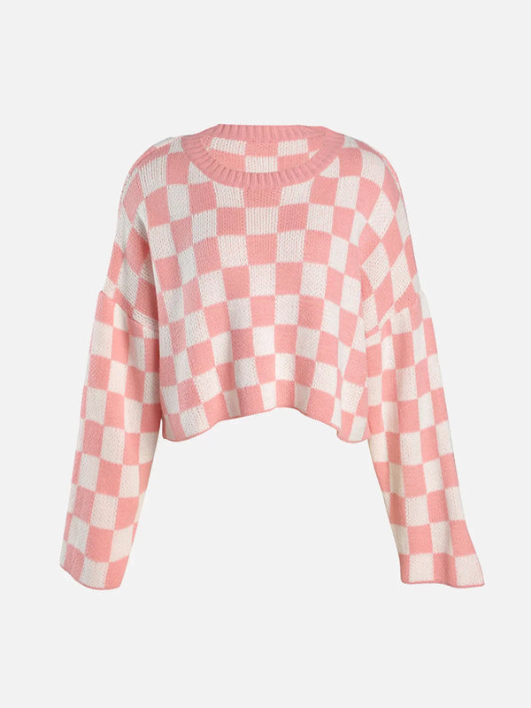 Plaid Pattern Knitting Top