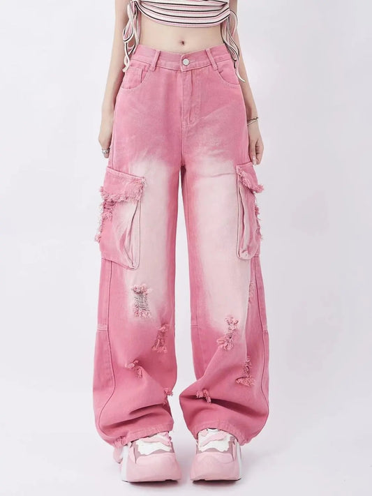 Fushya Pink Washed Jeans