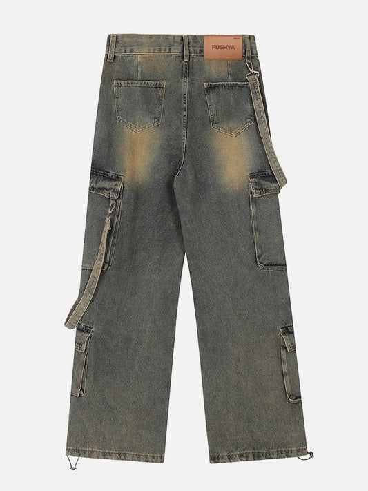 Fushya "Street Star" Multi Pocket Washed Jeans