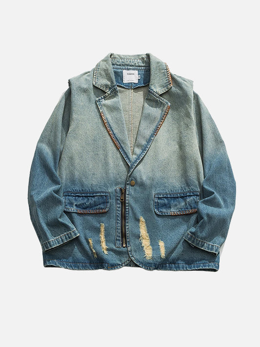 Fushya "90s" Vintage Fringe Washed Denim Jacket